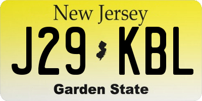 NJ license plate J29KBL