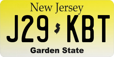 NJ license plate J29KBT