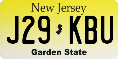 NJ license plate J29KBU