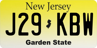 NJ license plate J29KBW