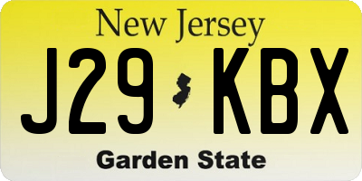 NJ license plate J29KBX