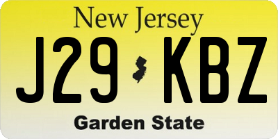 NJ license plate J29KBZ