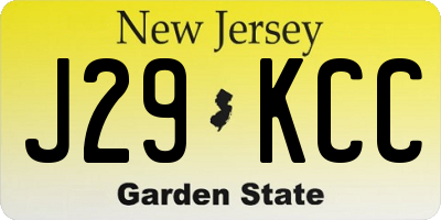 NJ license plate J29KCC