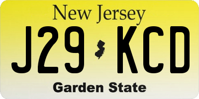 NJ license plate J29KCD