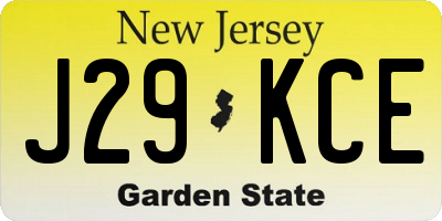 NJ license plate J29KCE
