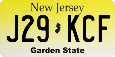 NJ license plate J29KCF