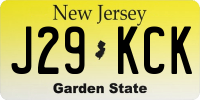 NJ license plate J29KCK