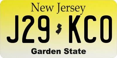 NJ license plate J29KCO