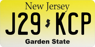 NJ license plate J29KCP