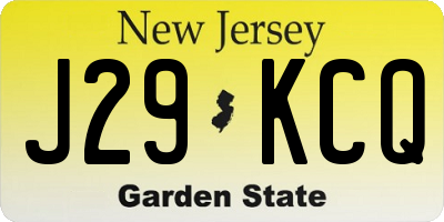 NJ license plate J29KCQ