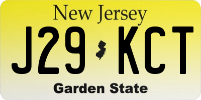 NJ license plate J29KCT