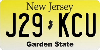NJ license plate J29KCU