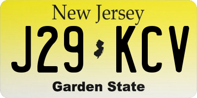 NJ license plate J29KCV
