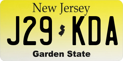 NJ license plate J29KDA