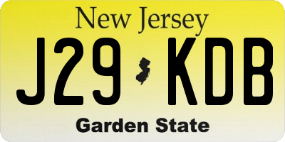 NJ license plate J29KDB