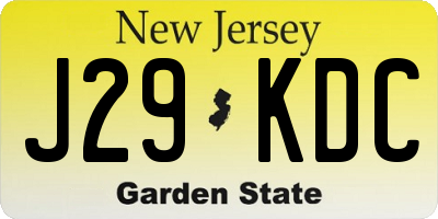 NJ license plate J29KDC