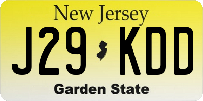 NJ license plate J29KDD