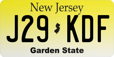 NJ license plate J29KDF