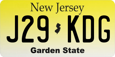 NJ license plate J29KDG
