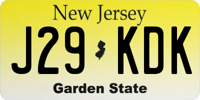 NJ license plate J29KDK