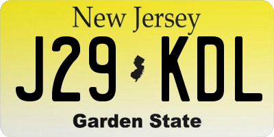 NJ license plate J29KDL