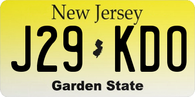 NJ license plate J29KDO
