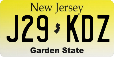 NJ license plate J29KDZ