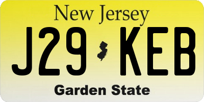 NJ license plate J29KEB