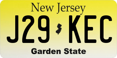 NJ license plate J29KEC