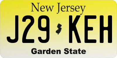 NJ license plate J29KEH
