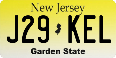 NJ license plate J29KEL