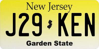 NJ license plate J29KEN