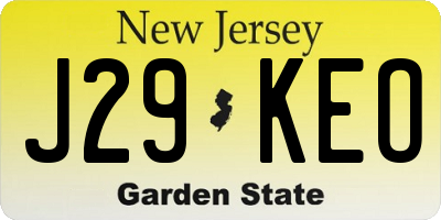 NJ license plate J29KEO