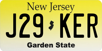 NJ license plate J29KER