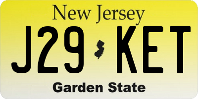NJ license plate J29KET
