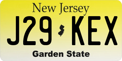 NJ license plate J29KEX