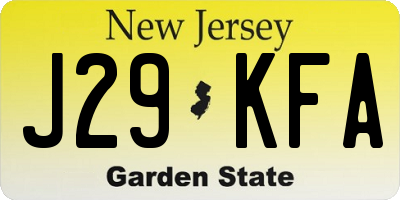 NJ license plate J29KFA