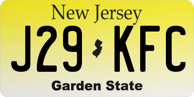 NJ license plate J29KFC