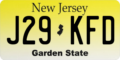 NJ license plate J29KFD