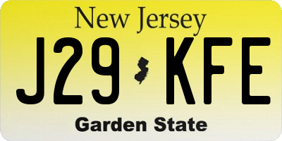 NJ license plate J29KFE