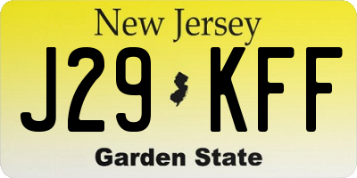 NJ license plate J29KFF