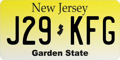 NJ license plate J29KFG