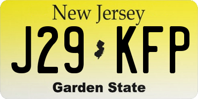 NJ license plate J29KFP