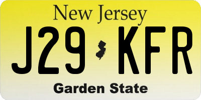 NJ license plate J29KFR