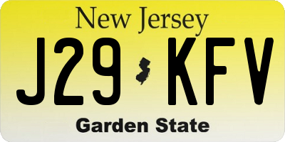 NJ license plate J29KFV