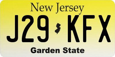 NJ license plate J29KFX