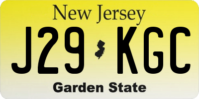 NJ license plate J29KGC