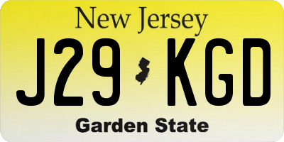 NJ license plate J29KGD