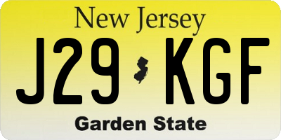NJ license plate J29KGF