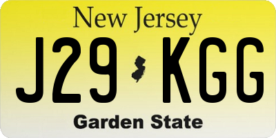 NJ license plate J29KGG